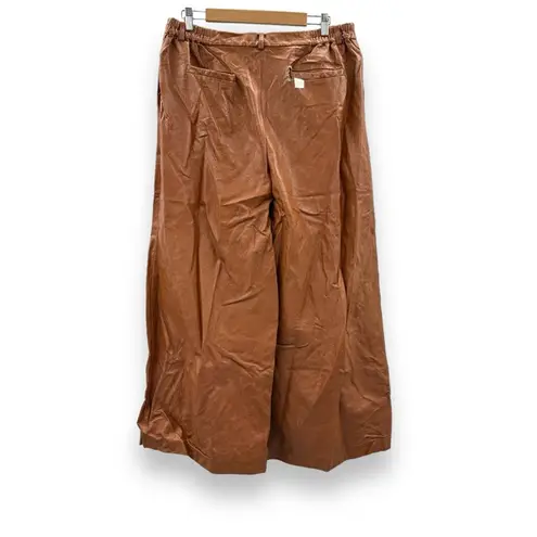 Slate + Willow RTR Brown Faux Leather High Rise Wide Leg Pants Sz XL