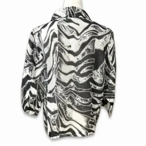 Toni Morgan Trucker Jacket Waist Length Button Front Flattering Fit Gray W US M Size M