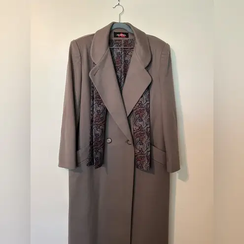 VINTAGE Alorna 100% Wool Coat with Scarf | Pockets | Fully Lined Paisley Print Brown Size undefined