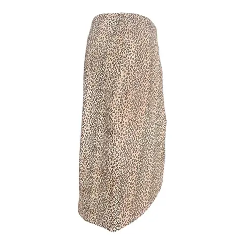 Vintage 80s Leopard Print Leather Women's Wrap Skirt Size M Brown Size M
