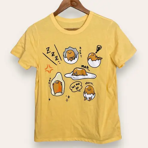 Sanrio Gudetama by T-Shirt Yellow Japanese Graphic Tee Crew Neck Women Medium