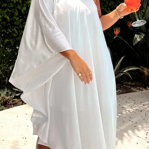 Show Me Your Mumu  Rhea One Shoulder Dress In Ivory Luxe Satin