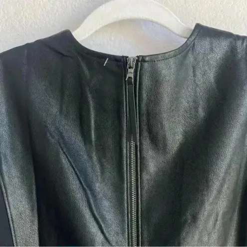 Spanx  Leather Like Combo Shapewear Fitted Sheath Midi Dress in Black Size M‎ NWT