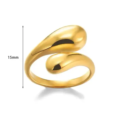 Boutique NEW Yellow Gold S925 Water Drop Open‎ Wrap Band Ring, Adjustable