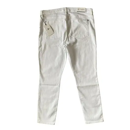 7 For All Mankind 7 for all man kind women's size 32 white ankle super skinny stretch denim jeans