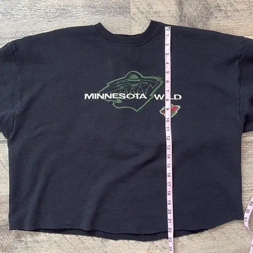 Vintage 90s Minnesota Wild Embroidered Crewneck Cropped Sweatshirt Size XL