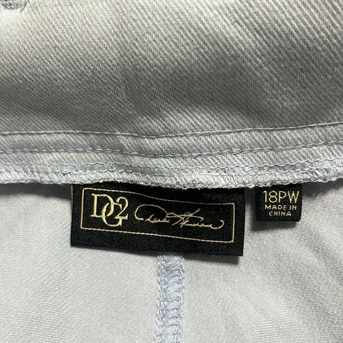 Diane Gilman DG2 Capri Cropped Pants Sz 18PW Light Blue Belted High Waisted