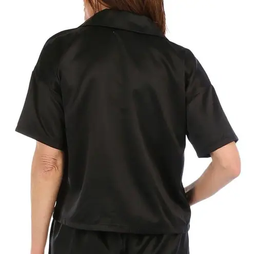 KIKIT Nordstrom Womans Luxurious Long Sleeve Satin Sleep Shirt Pj Size Medium Black