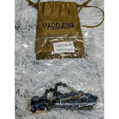 Kevia Vie Boheme Necklace Beads Pendant Statement Geode Tassel New Blue