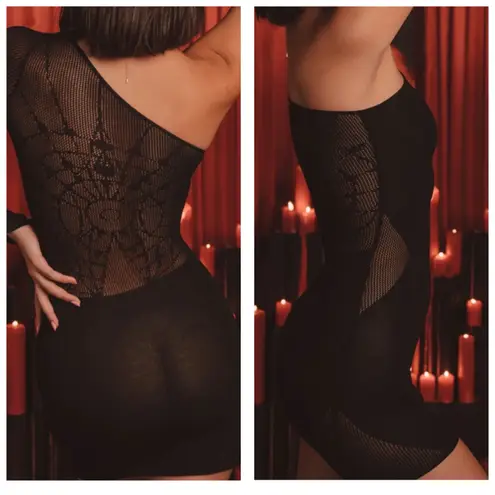 Voight by Valentina Red Widow Knit Dress Size XL One Sleeve Bodycon Emo Grunge