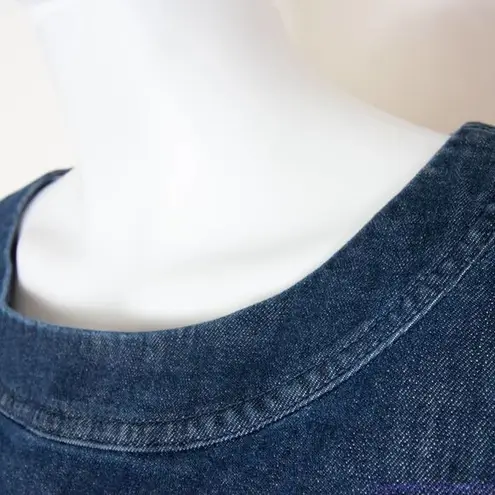 Boden navy blue short sleeves boat neck jean denim dress, women's size 8R Blue
