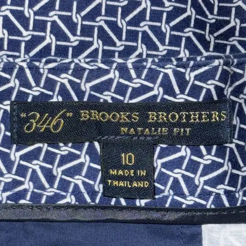 Brooks Brothers 346 Blue & White Print Natalie Fit Cropped Pants Women’s Size 10