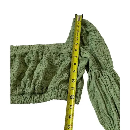 Bershka Women Size Small Green Crop Top Long Sleeve | 21-941