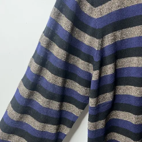 Loft NEW  Womens L Blue Metallic Stripe Cardigan Sweater Button Front Long Sleeve