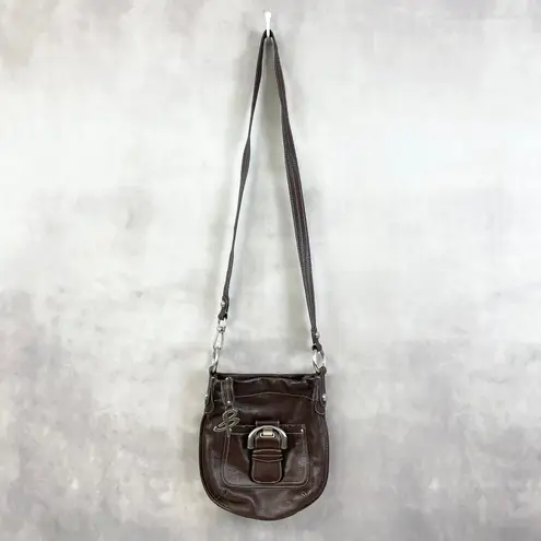 B Makowsky Womens Leather Crossbody Bag Brown Minimalist Old Money Retro Luxe