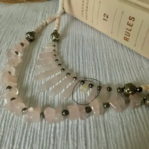 American Vintage Vintage “Xiomara” Rose Quartz Crystal Double Strand Necklace Bohemian Pink 