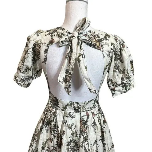 Agua Bendita Menta Papier Dress Floral Fit and Flare Open Back Womens Size Small