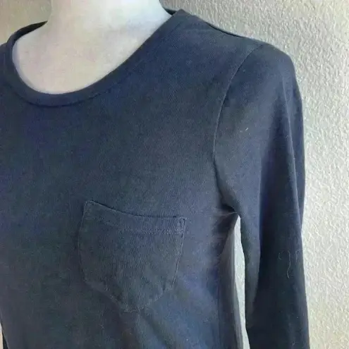 J.Crew  Mercantile Black Long‎ Sleeve Tie Front Crew Neck T Shirt XS Cotton