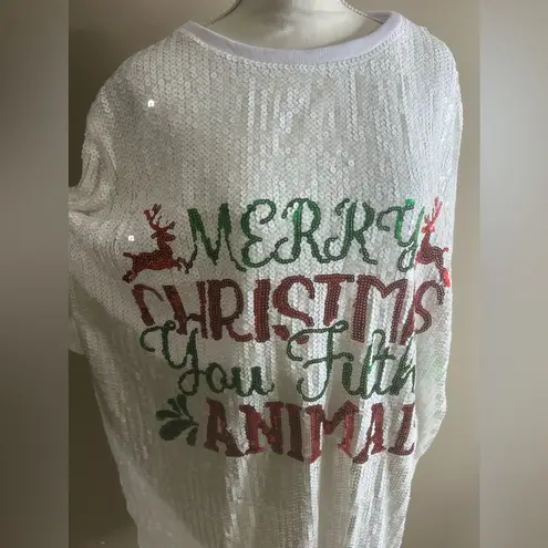 NWT why dress sequin merry Christmas one size White Size undefined