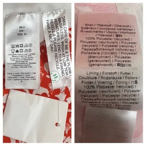 Ganni NWT Dress Abstract Floral Orange Dot Crepe Midi Size 2