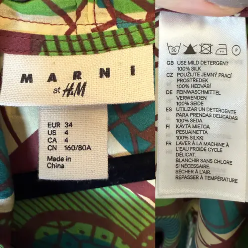 Marni at H&M Silk Hooded Anorak Dress, size 4 Tan