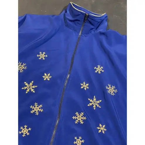 Savvy Sport Jacket M Windbreaker Blue Snowflakes Vintage D-300