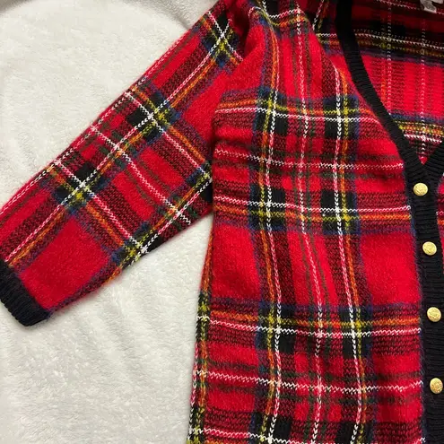 Cambridge Dry Goods Red Plaid Cardigan with Black Accents Size M