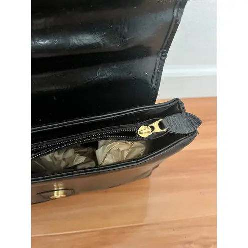 Vintage 80s Black faux leather satchel bag w/top handle detachable strap