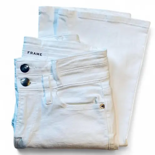 Frame NWOT! Denim Le Crop Mini Boot in Blanc White Jeans Double Waistband Sz 25