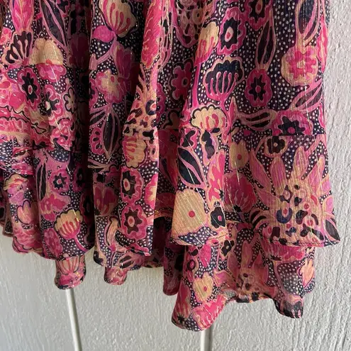 ALC Frank A.L.C. Vera Floral Ruffle Mini Skirt — Silk Blend Drop Waist (Size 6)