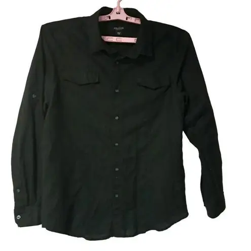 Structure Womens Fast Tac Long Sleeve Modern Fit Button up Shirt Black Size L/G