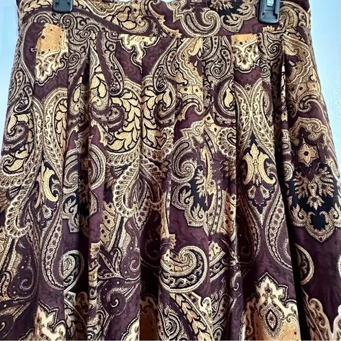 Michael Taylor Women’s Plus Size 1X Vintage Brown And Gold Brocade Midi Skirt