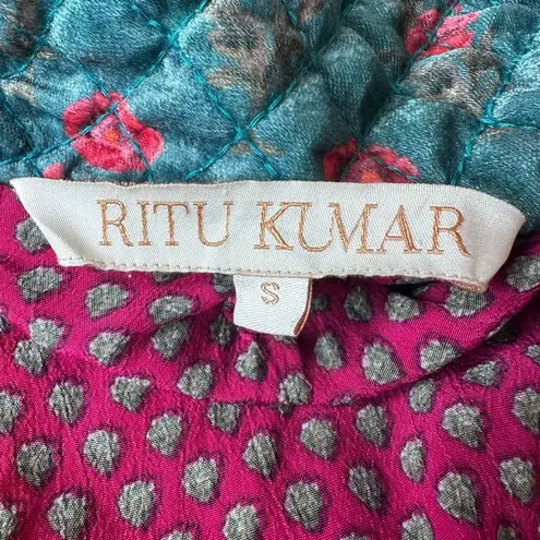 Ritu Kumar Teal Aneri Velvet Jacket Size Small Blue