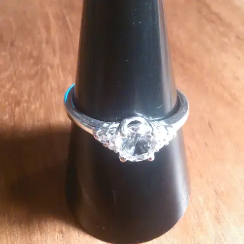 Lab Created White Sapphire Sterling Silver Radiant Promise Ring (Size 9)