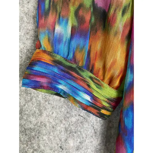 Cynthia Steffe Multicolor Abstract Print Blouse Sheer Tunic Top Women's M