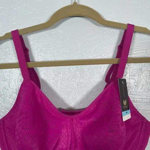 Wacoal Women 38C Pink Visual Effects Minimizer Bra Underwire Unpadded Lace