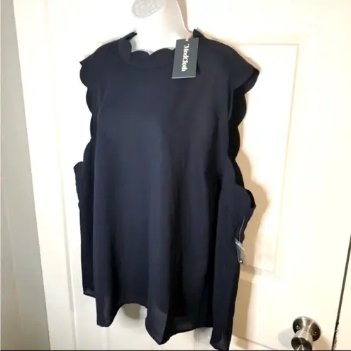 Modcloth  Outstanding Scallops Sleeveless Blouse Navy Blue 4X