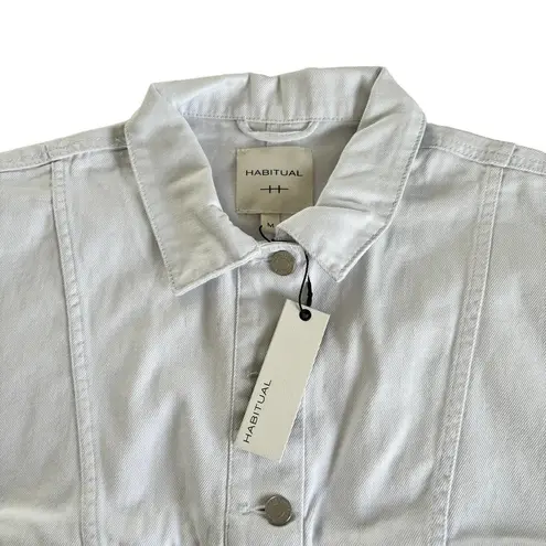 Habitual Oversize White Short Sleeve Crop Denim Jacket Size Medium NWT