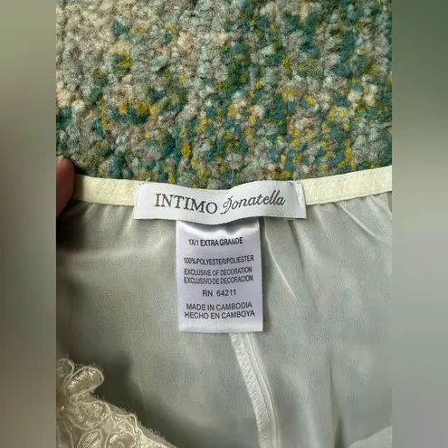 Intimo Donatella sheer sequin trim ruffle trim nightgown, size 1X