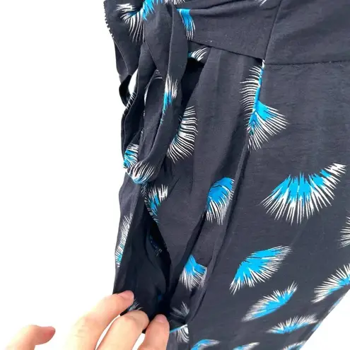 Whistles Coral Print Frill Jumpsuit Black Blue Size US 4