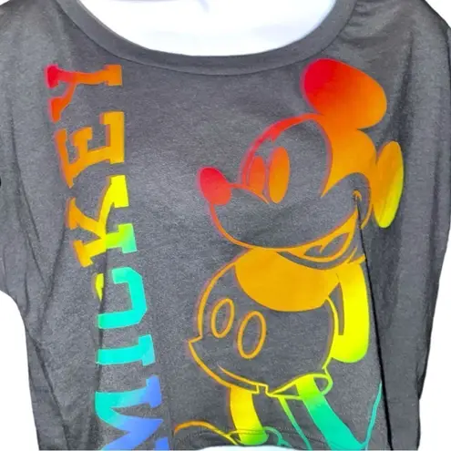 Disney  charcoal gray hi/low cropped mickey mouse top.