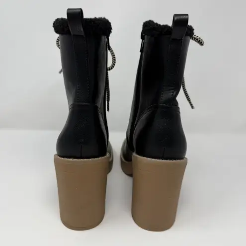 Dolce Vita Carmen Faux Fur Shearling Lace Up Heeled Boots Women's 9 Black NWOB