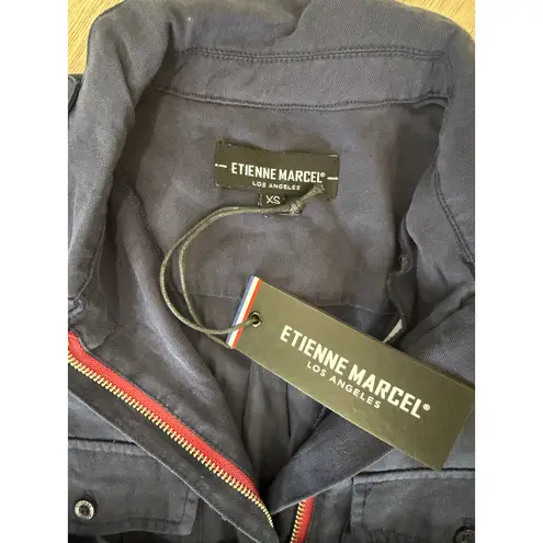 Etienne Marcel Belted Slim Leg Cargo Jumpsuit Tencel Navy Aviator Casual XS Blue