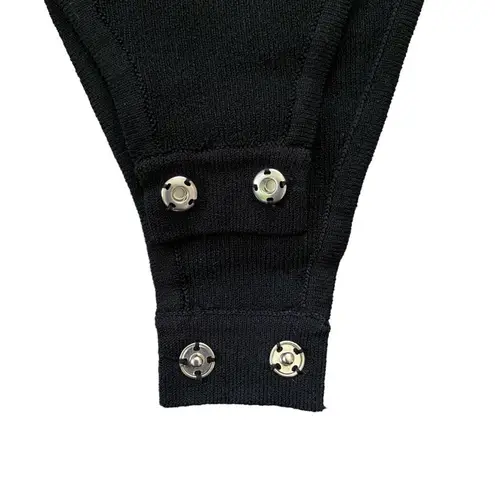 Olivaceous  women's size medium black long sleeve ribbed mock neck bodysuit