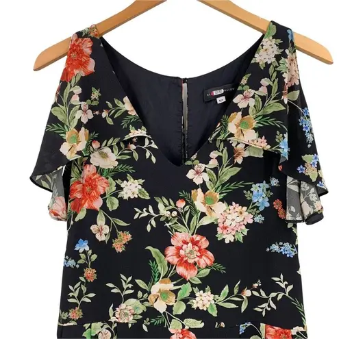 Slate + Willow Black Floral Cold Shoulder Jumpsuit Size 6