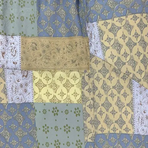 Vintage 90s Y2K Patchwork Floral Midi Maxi Slip Skirt By Clio Size Large Petite Blue