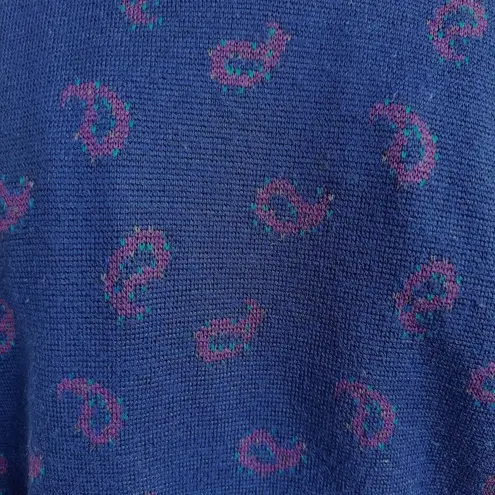 Tricots St. Raphael Vtg 80's Turtleneck Sweater Sz M? Paisley Navy Pure N…