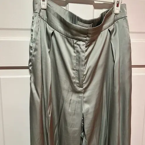 Abercrombie & Fitch  Satin Tailored Wide Leg Pant Sage Size 33 Long