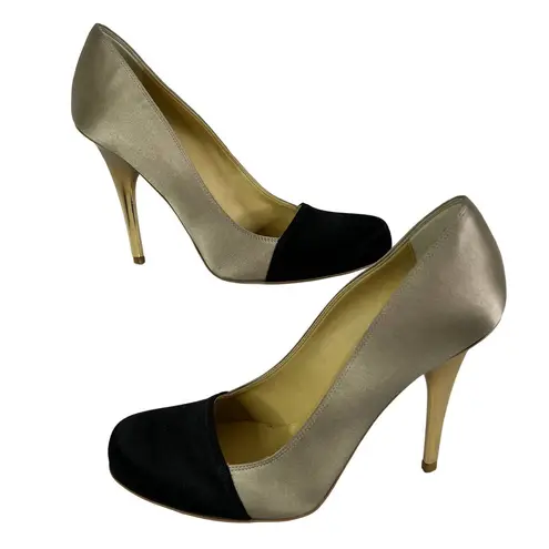 Stella McCartney Two Colors Satin Pumps Golden Metallic