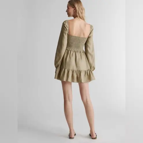 Quince NEW 100% European Linen Smocked Mini Dress Small